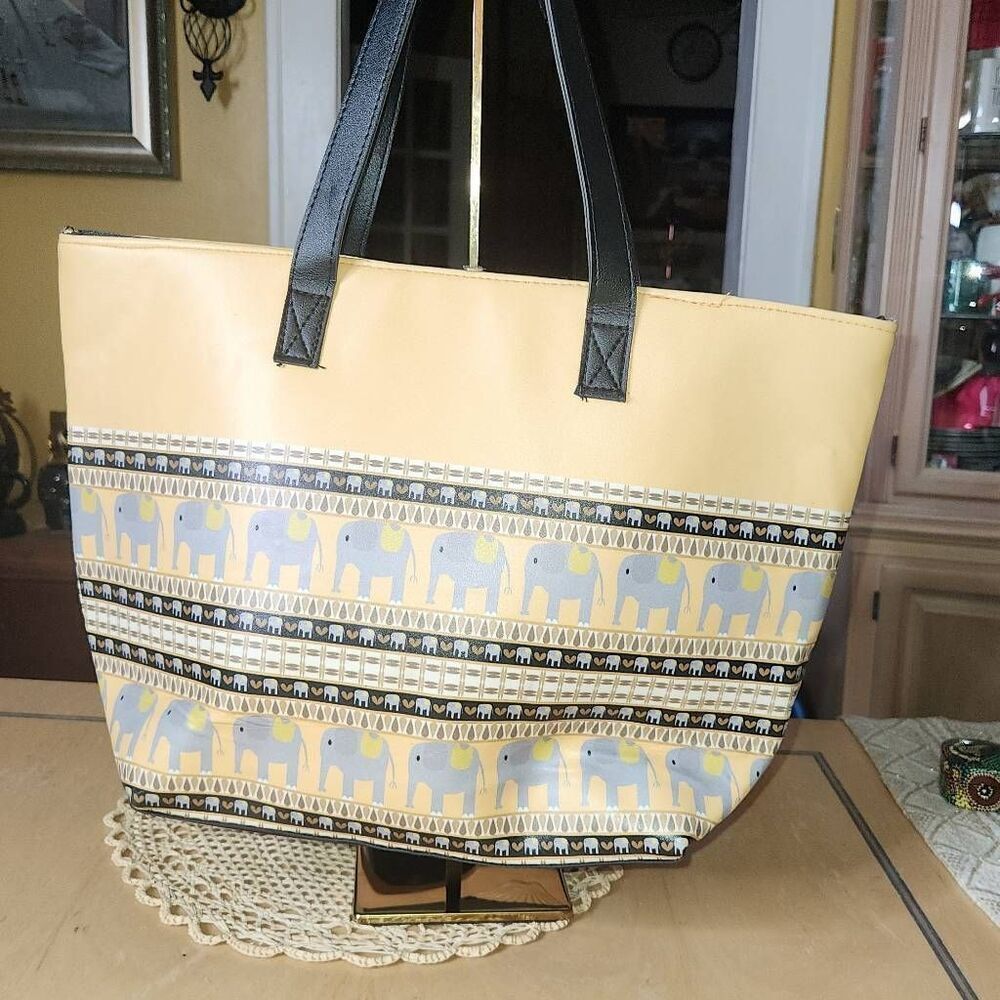 Styco gold and gray elephant tote